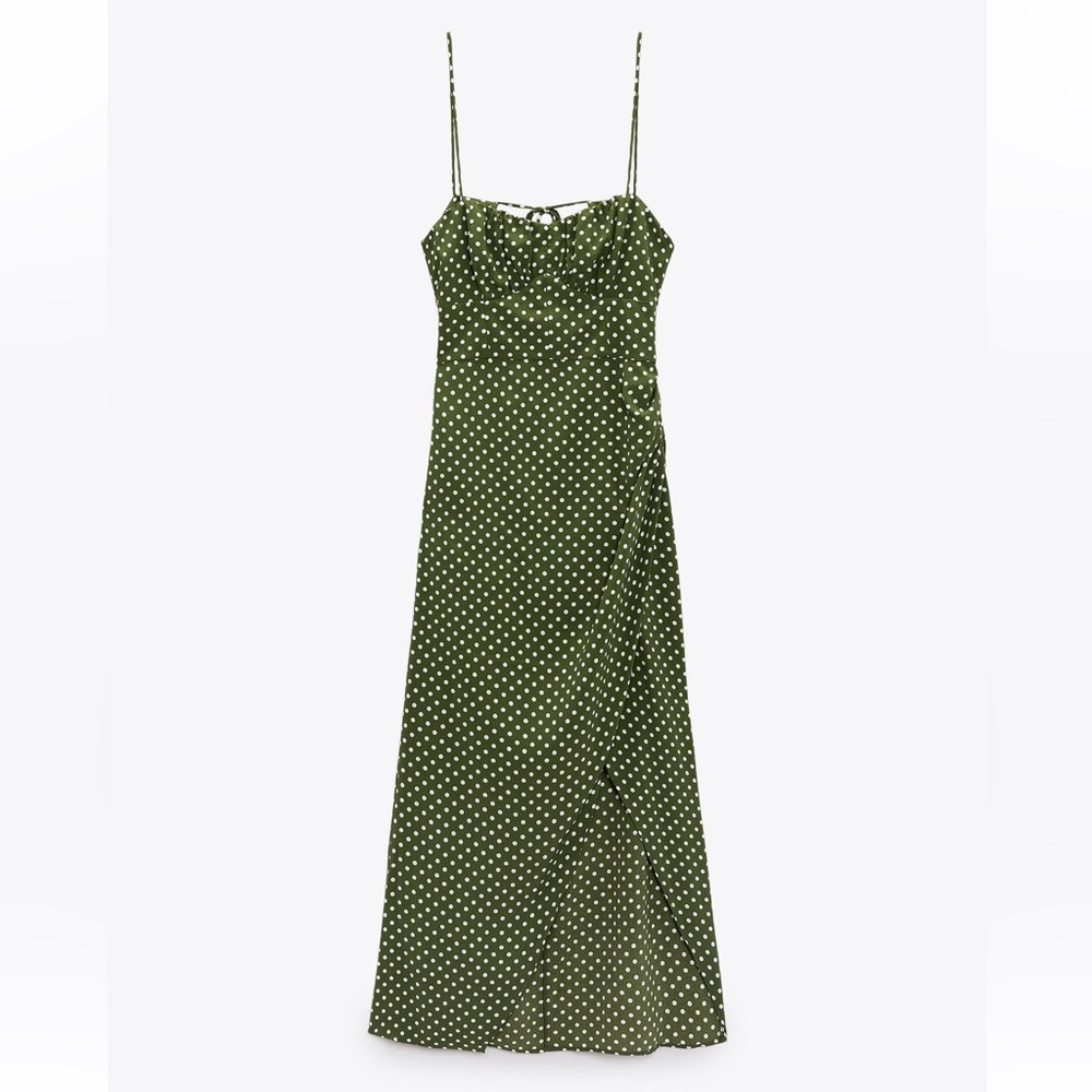 🪩✨SOLD✨🪩Zara Olive Polka Dot Maxi Dress
